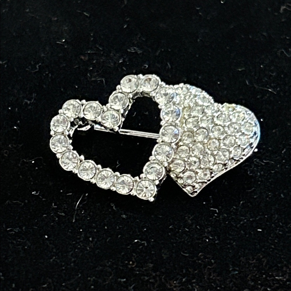 Vintage Swarovski Double Heart Brooch